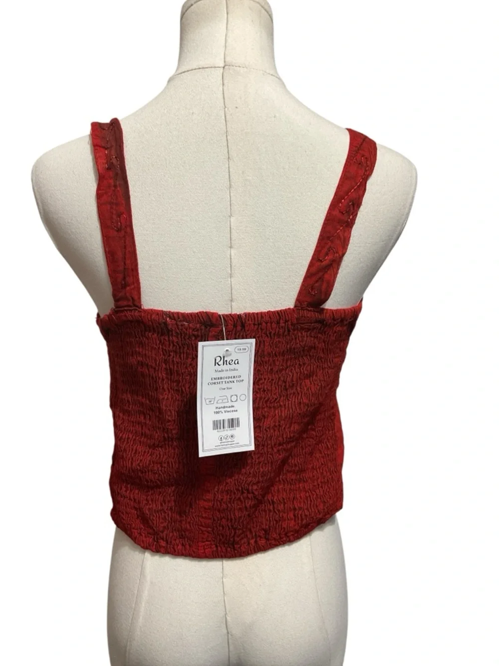 Rhea NWT Red Embroidered Tank Top & Harem Pants Set S/M Boho Festival